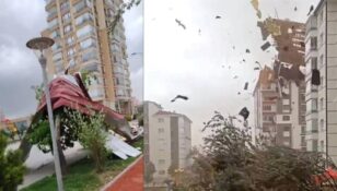 Ankara’da kuvvetli rüzgar ağaçları devirdi, çatıları uçurdu
